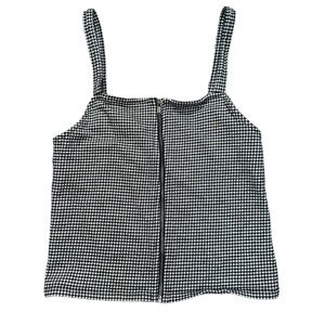 American Eagle black & white checkered zip front tank top size XS